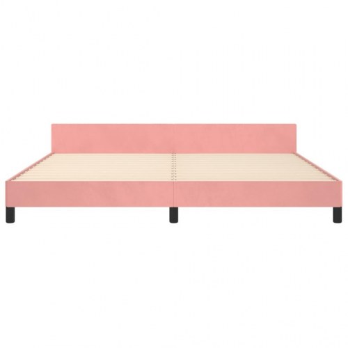 Sengeramme med sengegavl 200x200 cm i fløjl - pink