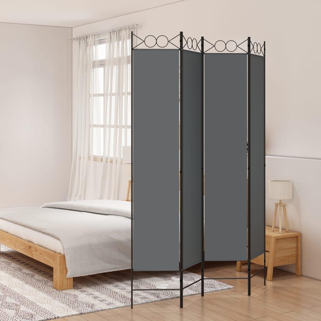 4-panels rumdeler 160x220 cm stof antracitgrå