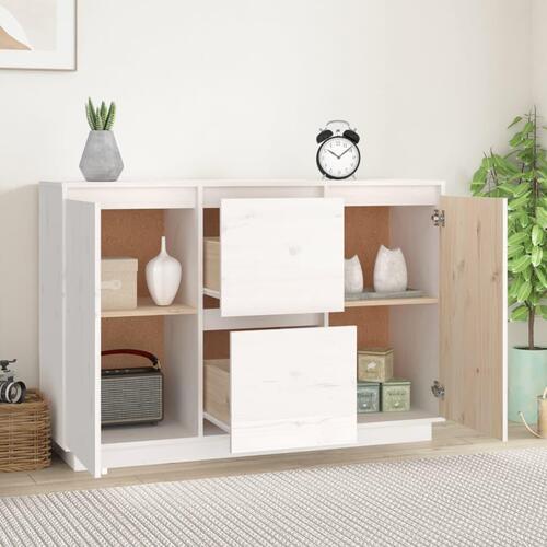 Skænk 111x34x75 cm massivt fyrretræ hvid
