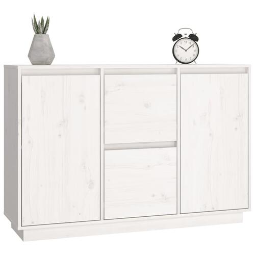 Skænk 111x34x75 cm massivt fyrretræ hvid