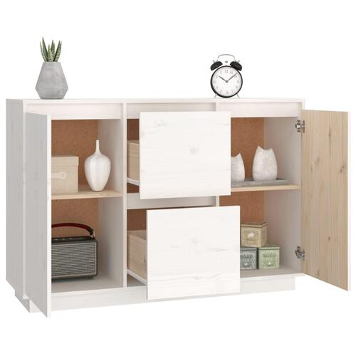 Skænk 111x34x75 cm massivt fyrretræ hvid