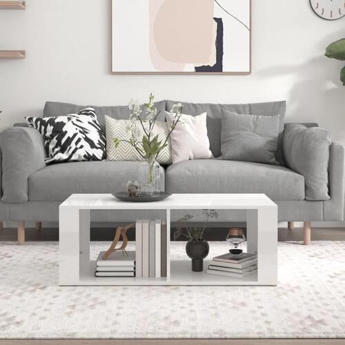 Sofabord 100x50x36 cm konstrueret træ hvid højglans