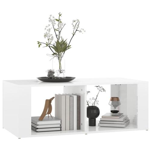 Sofabord 100x50x36 cm konstrueret træ hvid højglans