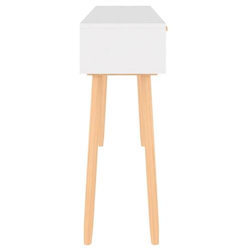 Konsolbord 105x30x75 cm massivt fyrretræ naturlig rattan hvid