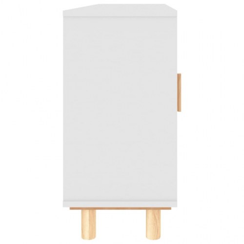 Skænk 105x30x60 cm massivt fyrretræ og naturlig rattan hvid