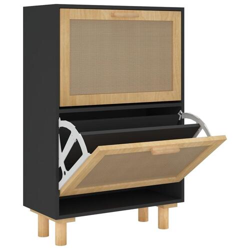 Skoskab 52x25x80 cm konstrueret træ og naturlig rattan