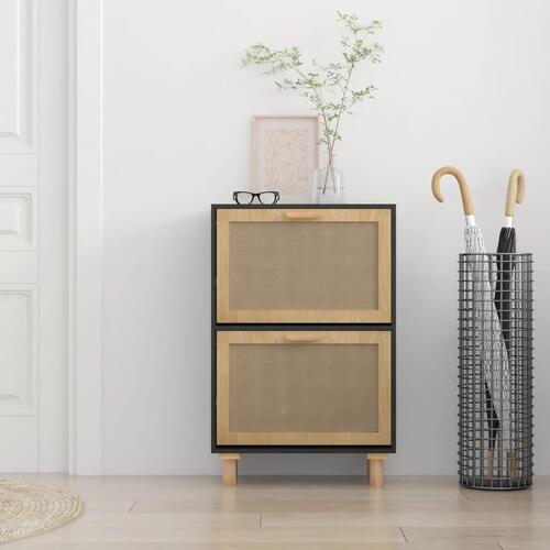 Skoskab 52x25x80 cm konstrueret træ og naturlig rattan