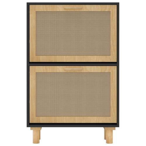 Skoskab 52x25x80 cm konstrueret træ og naturlig rattan