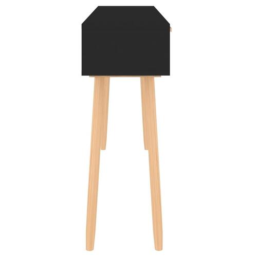 Konsolbord 105x30x75 cm massivt fyrretræ naturlig rattan sort