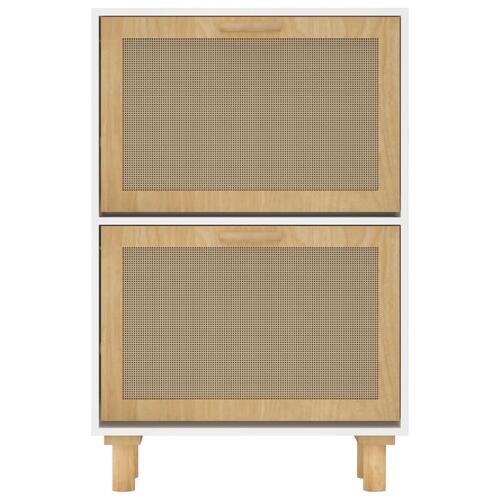 Skoskab 52x25x80 cm konstrueret træ og naturlig rattan hvid