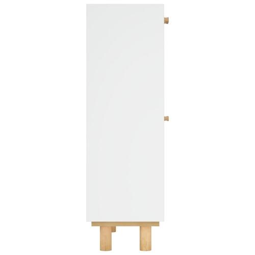 Skoskab 52x25x80 cm konstrueret træ og naturlig rattan hvid