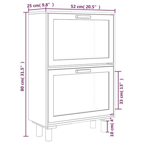 Skoskab 52x25x80 cm konstrueret træ og naturlig rattan hvid