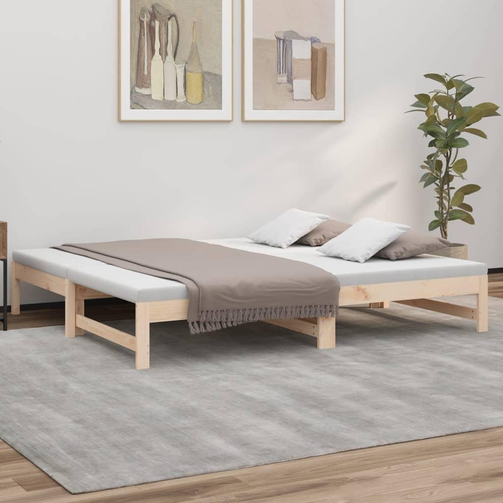 Daybed med udtræk 2x(75x190) cm massivt fyrretræ