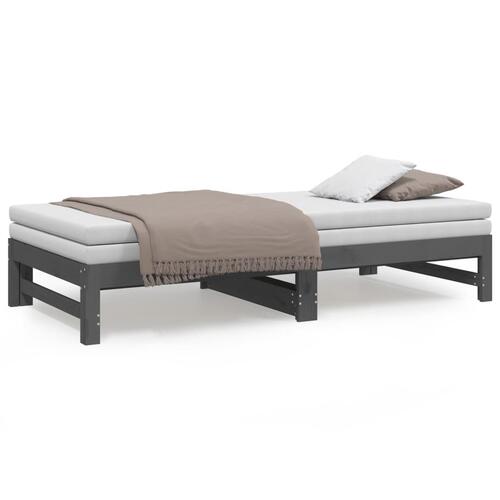 Daybed med udtræk 2x(75x190) cm massivt fyrretræ grå