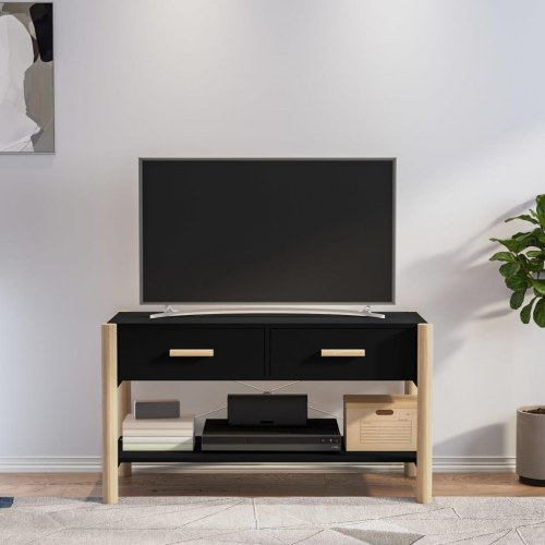 Tv-bord 82x38x45 cm konstrueret træ sort