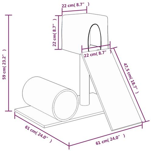 Kradsetræ med sisalkradsestolpe 59 cm cremefarvet