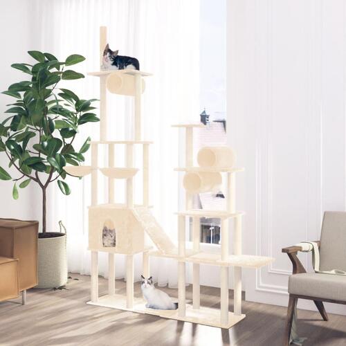 Kradsetræ med sisalstolper 279 cm cremefarvet