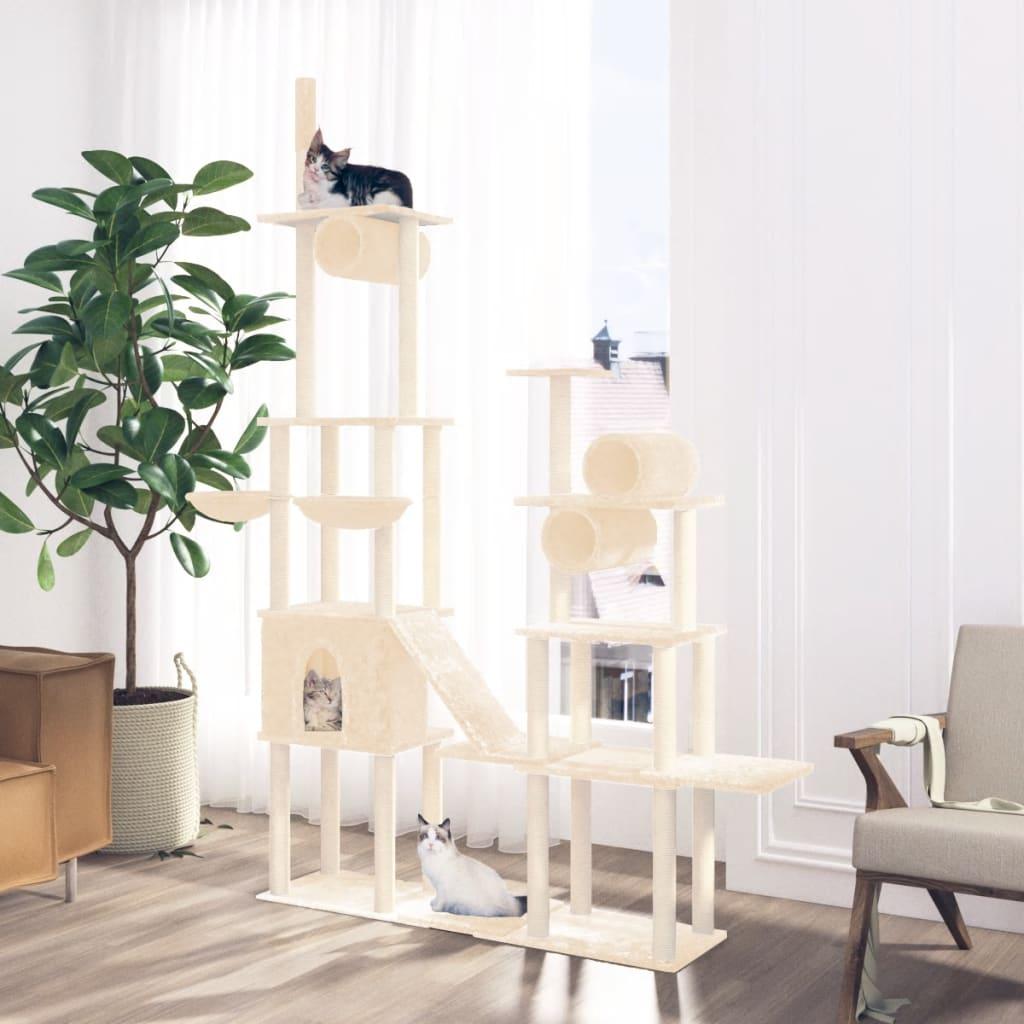 Kradsetræ med sisalstolper 279 cm cremefarvet