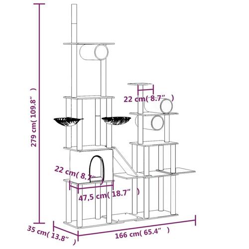 Kradsetræ med sisalstolper 279 cm cremefarvet