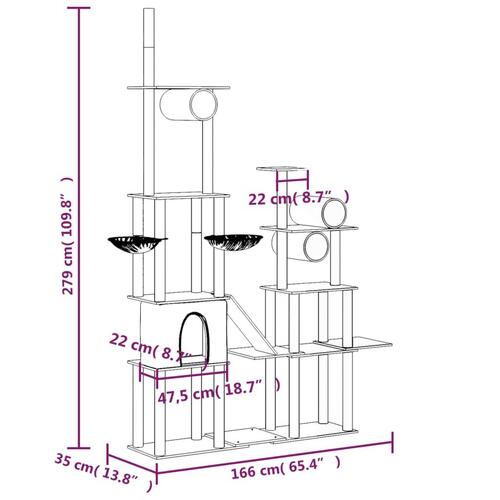 Kradsetræ med sisalstolper 279 cm lysegrå