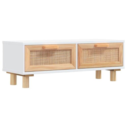 Sofabord 80x40x30 cm konstrueret træ og massivt fyrretræ hvid