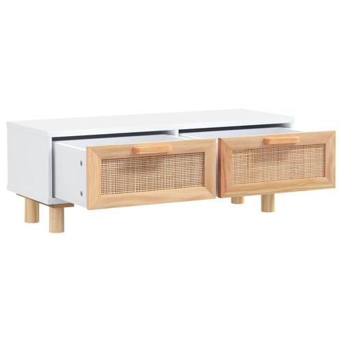 Sofabord 80x40x30 cm konstrueret træ og massivt fyrretræ hvid