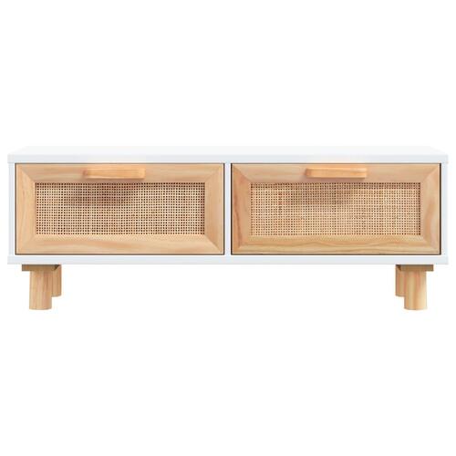 Sofabord 80x40x30 cm konstrueret træ og massivt fyrretræ hvid