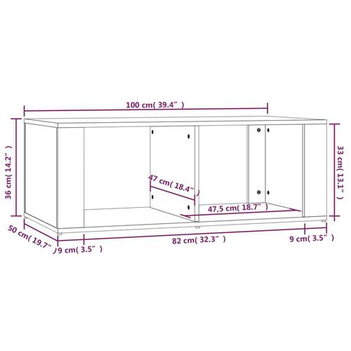 Sofabord 100x50x36 cm konstrueret træ hvid