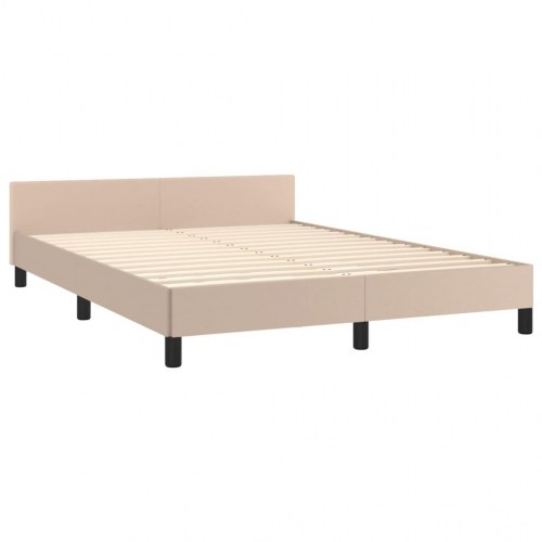 Sengeramme med sengegavl 140x200 cm - kunstlæder, cappuccino