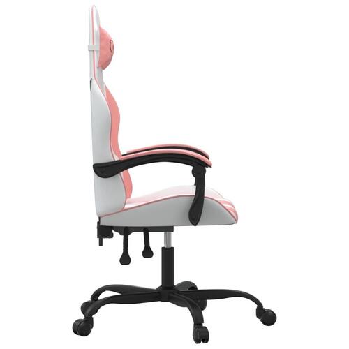 Drejelig gamingstol kunstlæder hvid og lyserød