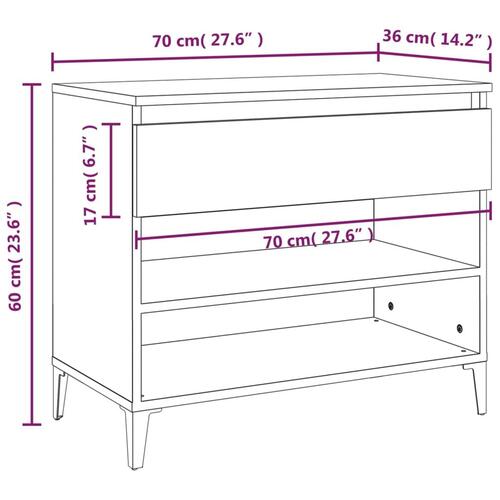 Skoreol 70x36x60 cm konstrueret træ betongrå