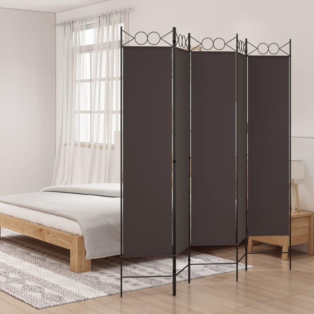 5-panels rumdeler 200x200 cm stof brun