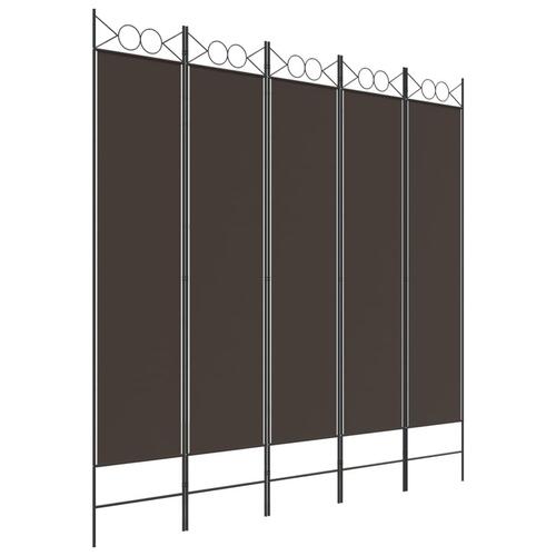 5-panels rumdeler 200x200 cm stof brun