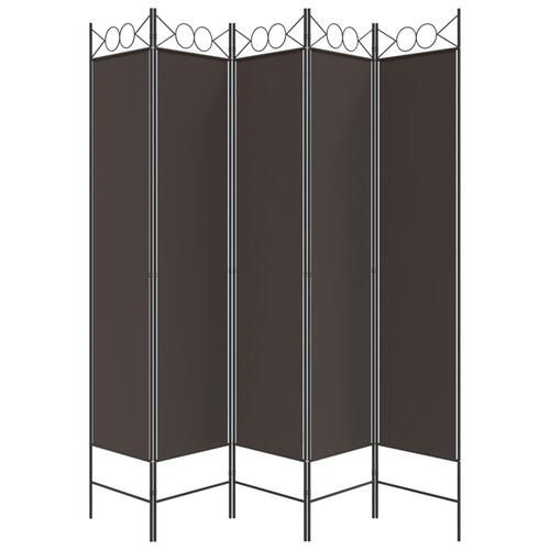 5-panels rumdeler 200x200 cm stof brun