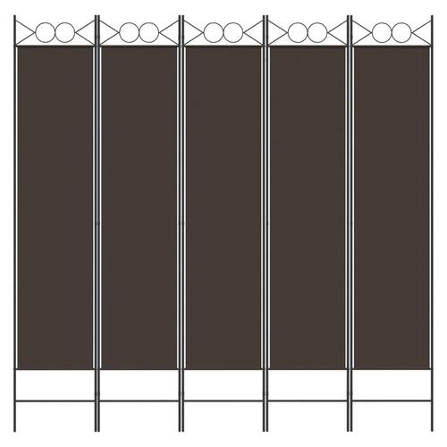5-panels rumdeler 200x200 cm stof brun
