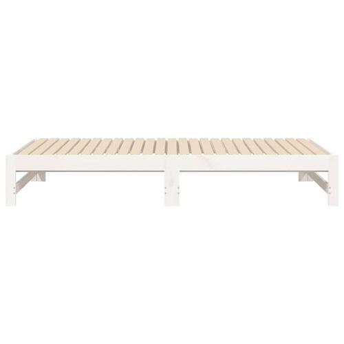 Daybed med udtræk 2x(75x190) cm massivt fyrretræ hvid