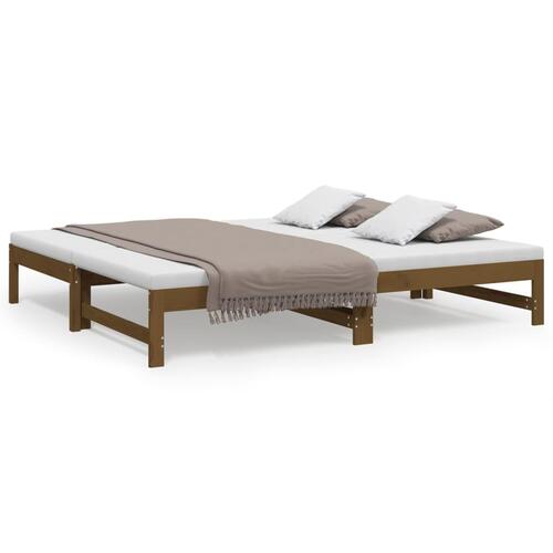 Daybed med udtræk 2x(75x190) cm massivt fyrretræ gyldenbrun