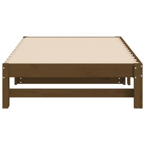 Daybed med udtræk 2x(75x190) cm massivt fyrretræ gyldenbrun