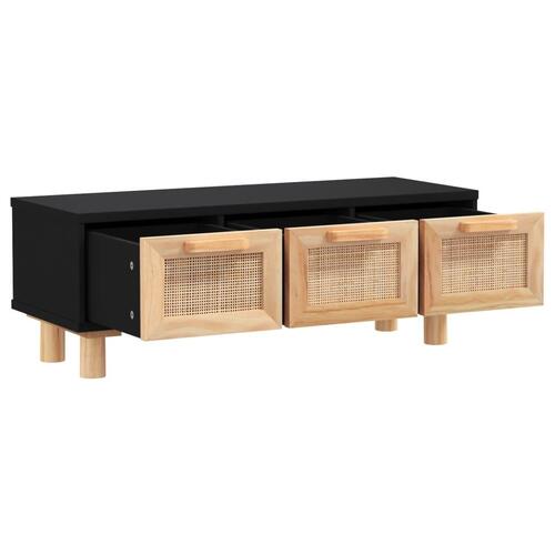 Sofabord 80x40x30 cm konstrueret træ og massivt fyrretræ sort