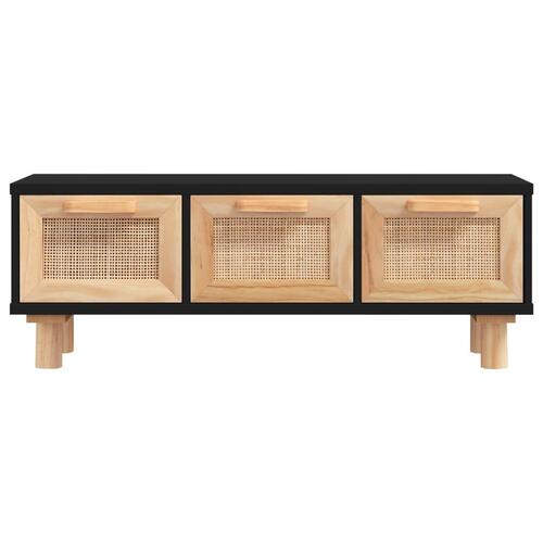 Sofabord 80x40x30 cm konstrueret træ og massivt fyrretræ sort
