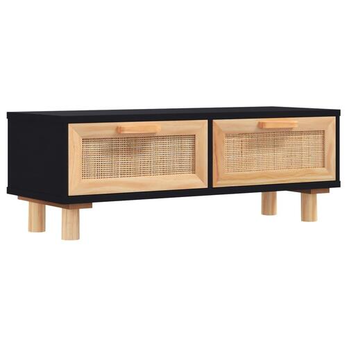 Sofabord 80x40x30 cm konstrueret træ og massivt fyrretræ sort
