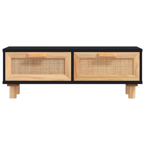 Sofabord 80x40x30 cm konstrueret træ og massivt fyrretræ sort