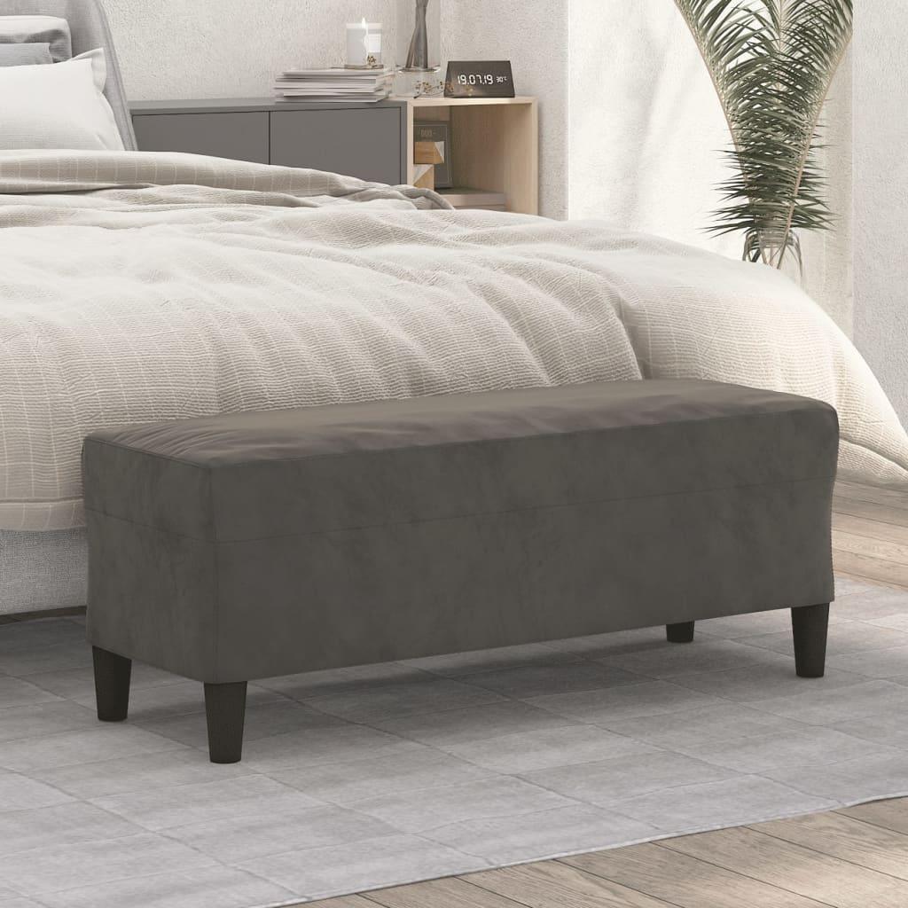 Bænk 100x35x41 cm fløjl mørkegrå