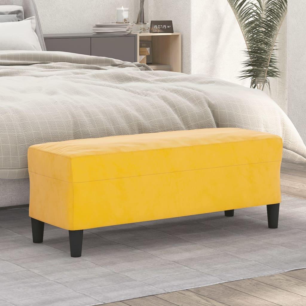 Bænk 100x35x41 cm velour gul