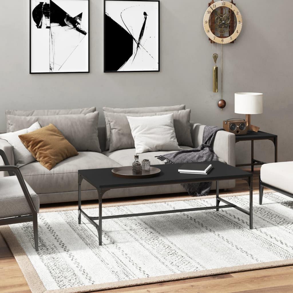Sofabord 100x50x35 cm massivt konstrueret træ sort