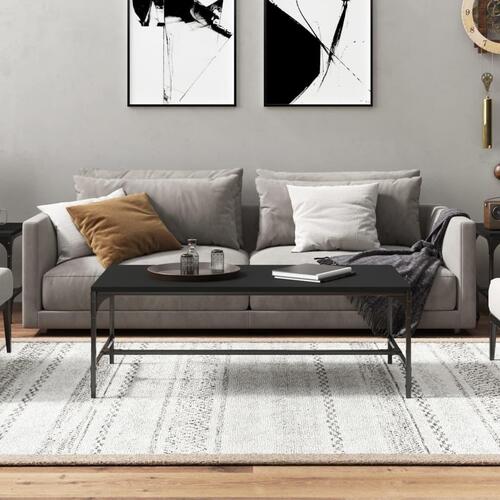 Sofabord 100x50x35 cm massivt konstrueret træ sort