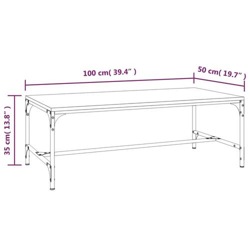 Sofabord 100x50x35 cm massivt konstrueret træ sort