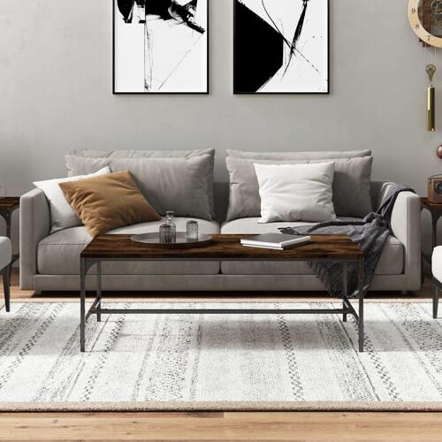 Sofabord 100x50x35 cm konstrueret træ røget egetræsfarve
