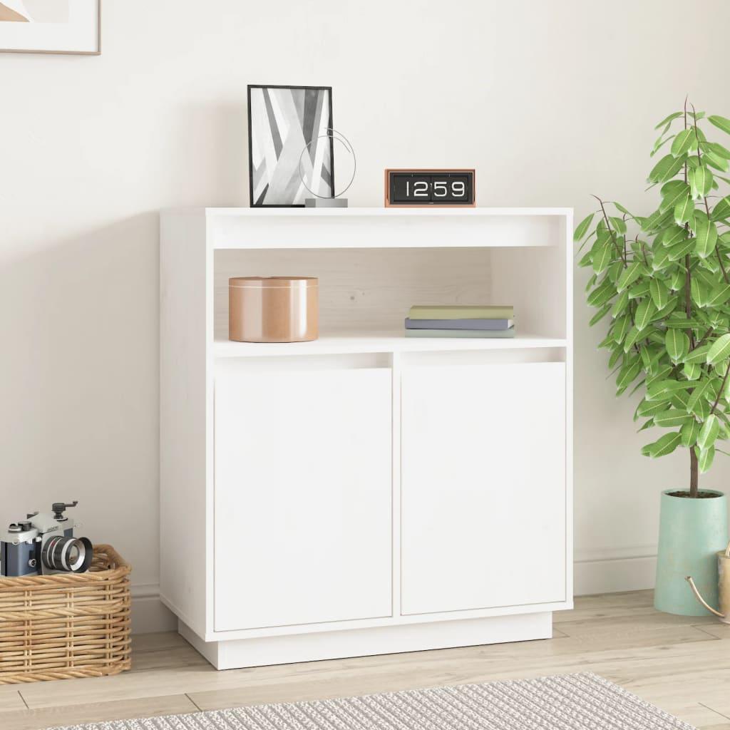 Skænk 70x34x80 cm massivt fyrretræ hvid