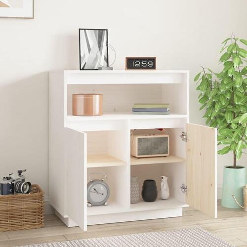 Skænk 70x34x80 cm massivt fyrretræ hvid